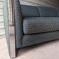 Milo Baughman Style Chrome Arm 3 Seat Sofa in Blue