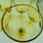 1930's Set of 8 Depression Era Etched Yellow Goblet Wine  Glasses 8 inches