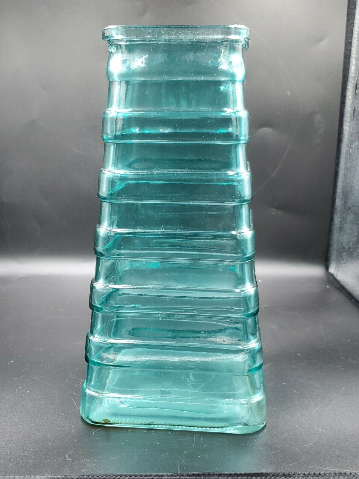 DPS Recycled Glass Teal blue Tiered Vase 9" tall 4.5" across bottom.