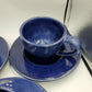 Pottery Barn Handmade pottery  set of four Cup and Saucer Colbalt blue.