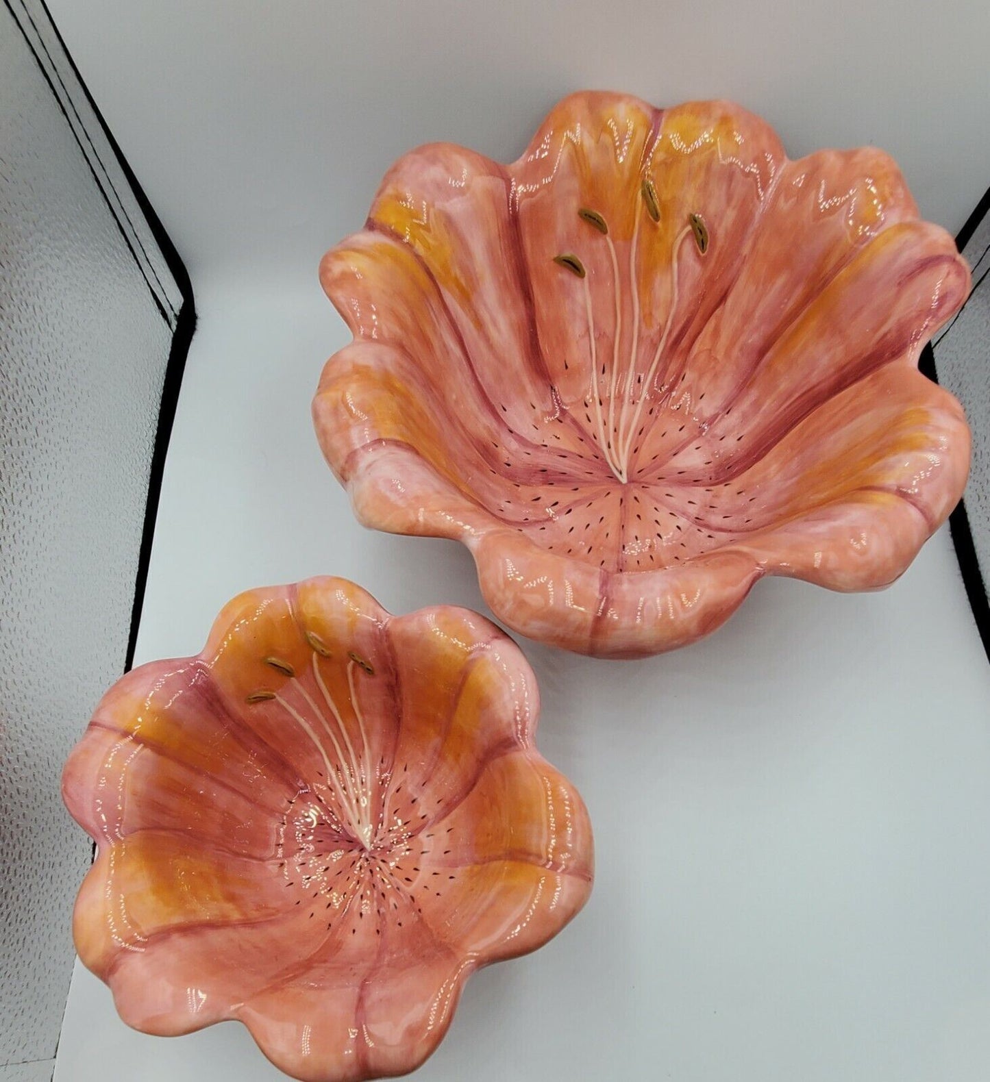 Pair of Perfectly Pink Flower Serving Bowls